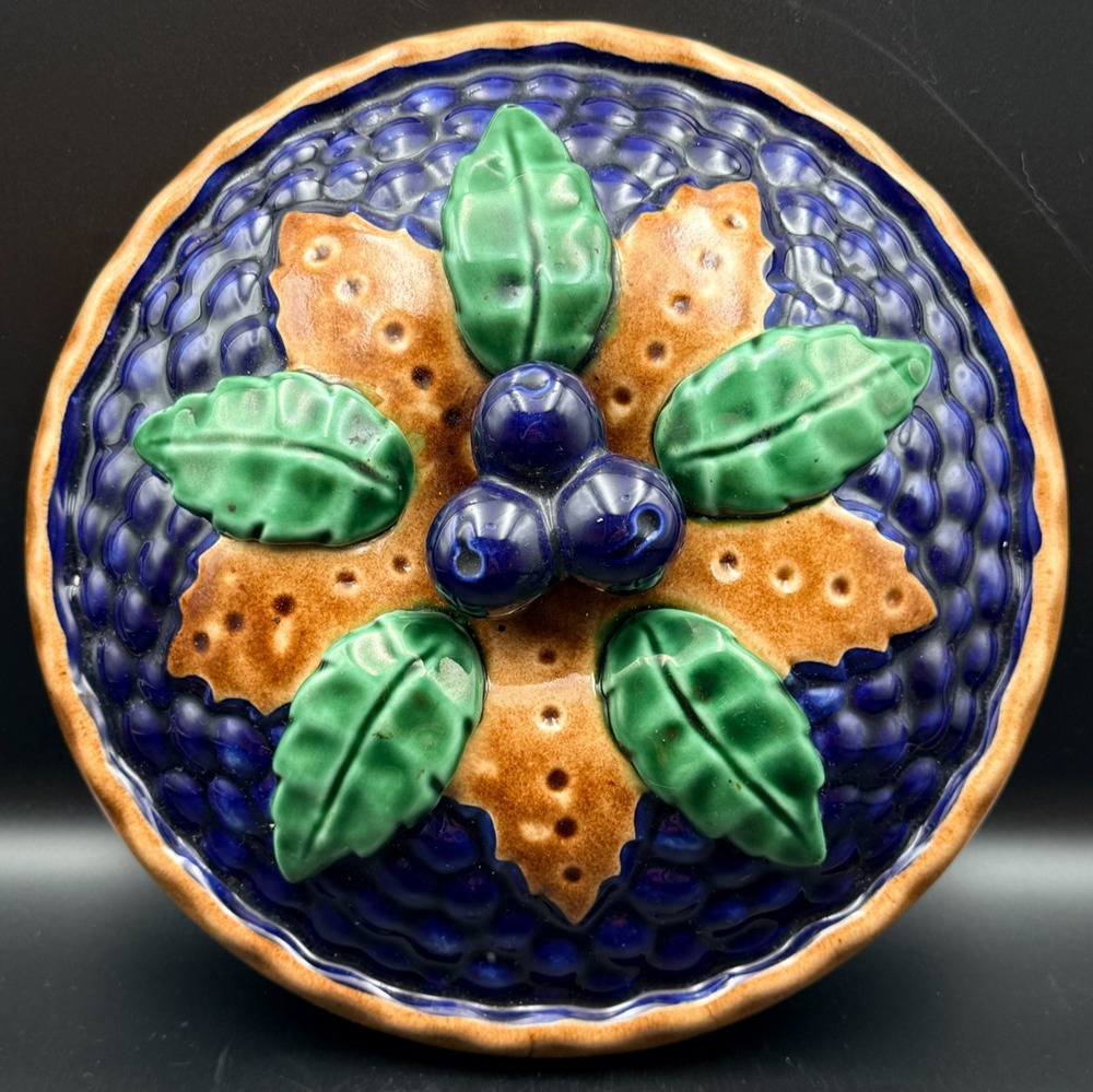 Vintage 10" Ceramic Blueberry Pie Keeper Dish LID ONLY Country Farm Cottage Home